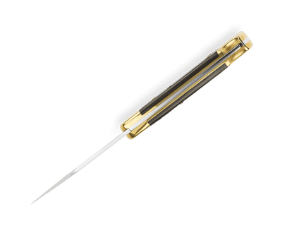 Buck Knives 0110BRSA - B 110 Auto Folding Hunter Knife - 420HC Clip Point Blade, Automatic Lockback, Premium EDC/Hunting Pocket Knife with Ebony Handle and Brass Bolsters - timberknives.com