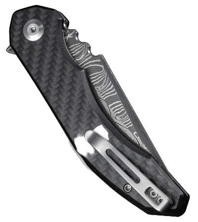 CIVIVI Bluetick Liner Lock Knife Black G - 10 + CF Overlay (3.5" Damascus) - timberknives.com