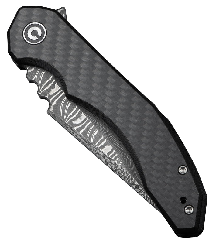 CIVIVI Bluetick Liner Lock Knife Black G - 10 + CF Overlay (3.5" Damascus) - timberknives.com
