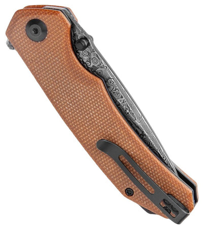 CIVIVI Brazen Drop Point Liner Lock Knife Brown Micarta (3.5" Damascus) - timberknives.com