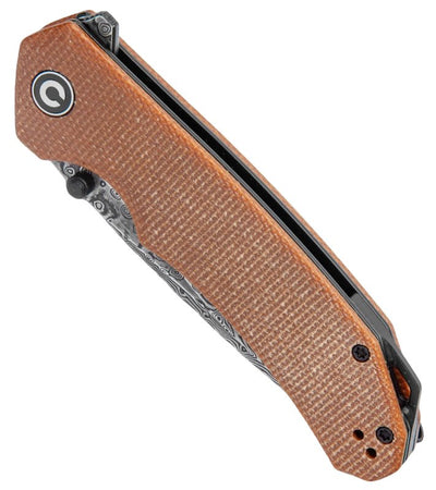 CIVIVI Brazen Drop Point Liner Lock Knife Brown Micarta (3.5" Damascus) - timberknives.com