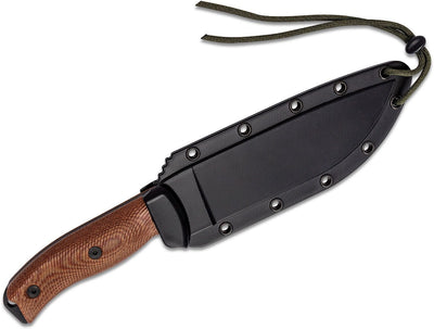 ESEE - 6PB - 011 Fixed Blade Knife - 1095 Carbon Steel Drop - Point Blade, Premium Survival EDC Knife with 3D Machined Natural Canvas Micarta Handle - timberknives.com