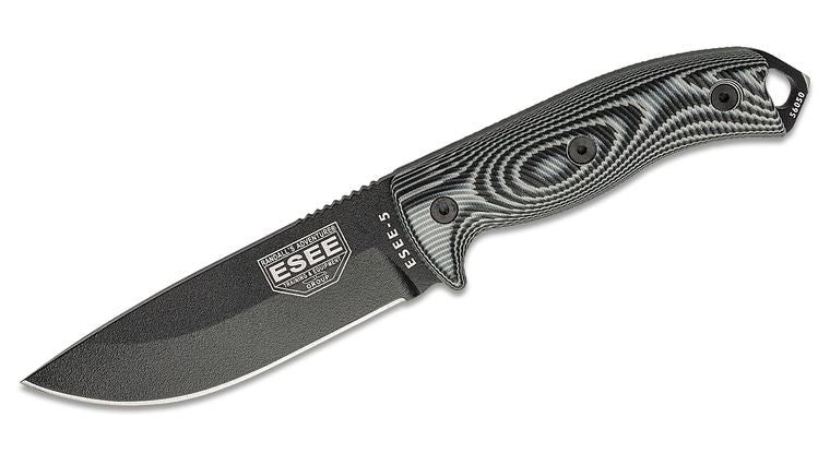 ESEE Knives ESEE 5PB - 002 Fixed Blade Knife Gray/Black 3D G - 10 (5.25" Black) - timberknives.com