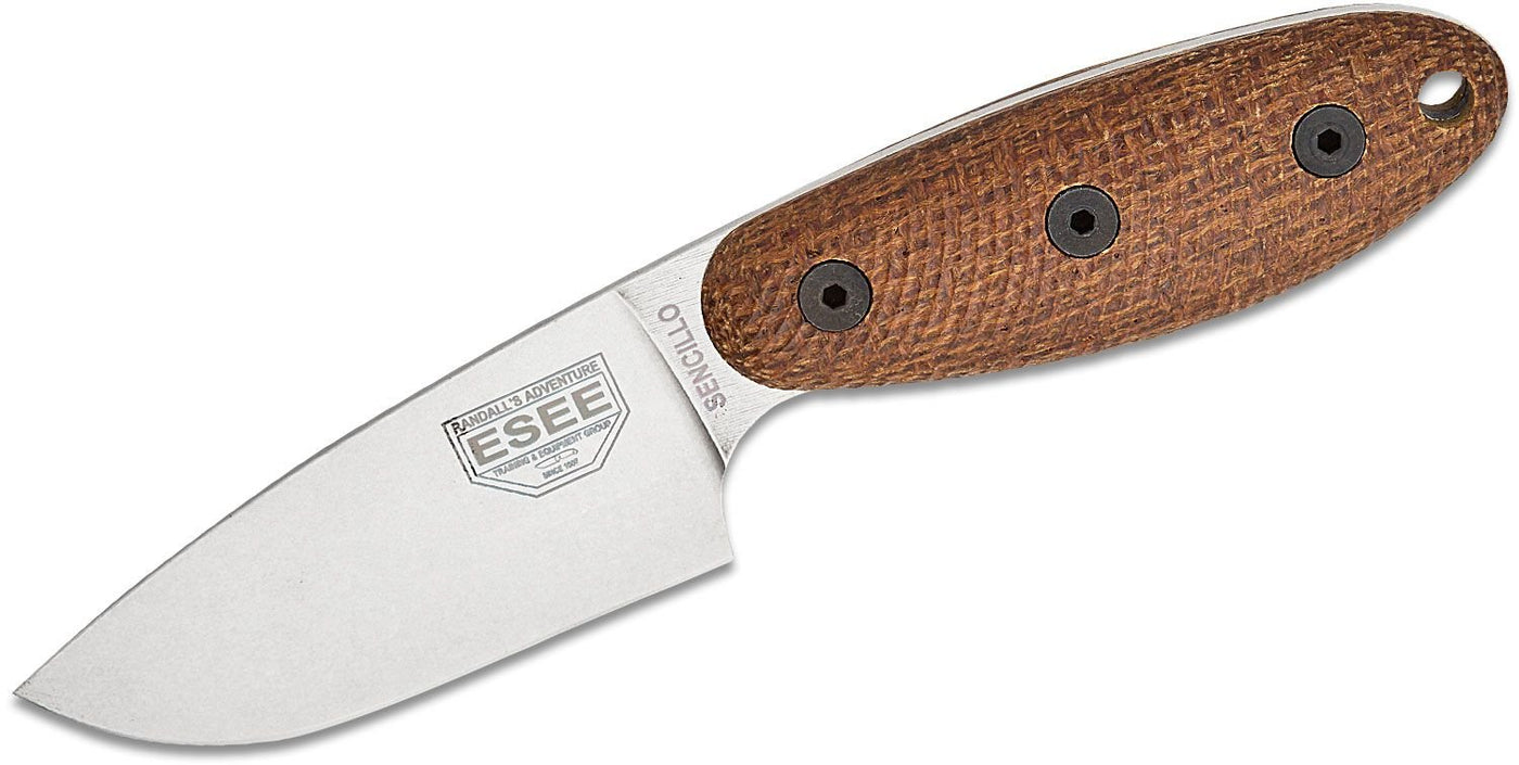 ESEE Knives Sencillo Brown Micarta (3" Stonewashed A2) Fixed Blade Knife - timberknives.com