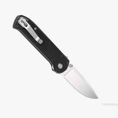 Flytanium Arcade® Lite - Smoke Black Folding Knife - S35VN Drop Point Blade, Shark - Lock, Premium Customizable EDC Pocket Knife with Smoke Black Polycarbonate Handle - timberknives.com