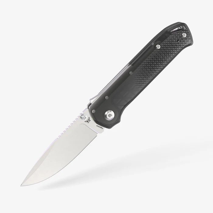 Flytanium Arcade® Lite - Smoke Black Folding Knife - S35VN Drop Point Blade, Shark - Lock, Premium Customizable EDC Pocket Knife with Smoke Black Polycarbonate Handle - timberknives.com