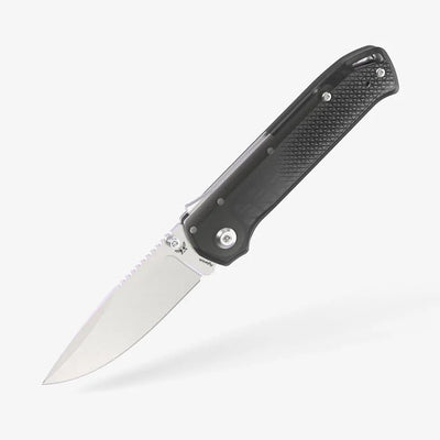 Flytanium Arcade® Lite - Smoke Black Folding Knife - S35VN Drop Point Blade, Shark - Lock, Premium Customizable EDC Pocket Knife with Smoke Black Polycarbonate Handle - timberknives.com