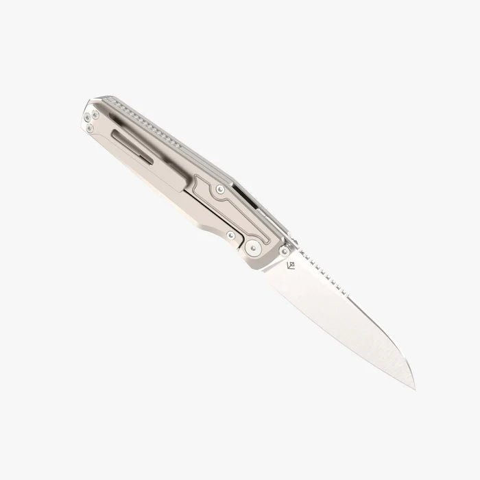 Flytanium Concourse - Titanium Frame Lock - Front Flipper Folding Knife - 14C28N Modified Wharncliffe Blade, Premium EDC Pocket Knife with Grade 5 Titanium Handle - timberknives.com