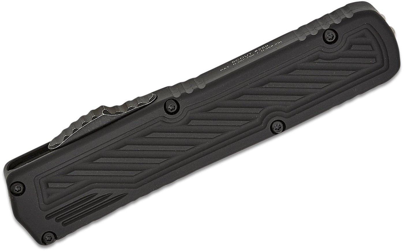 Guardian Tactical Scout OTF AUTO 3.5" Elmax Dark Stonewash Clip Point Blade, Black Aluminum Handles - timberknives.com