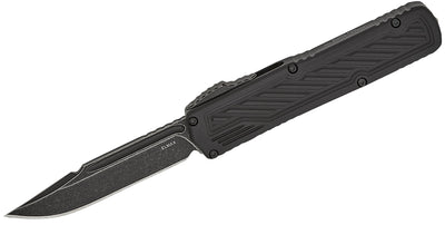 Guardian Tactical Scout OTF AUTO 3.5" Elmax Dark Stonewash Clip Point Blade, Black Aluminum Handles - timberknives.com