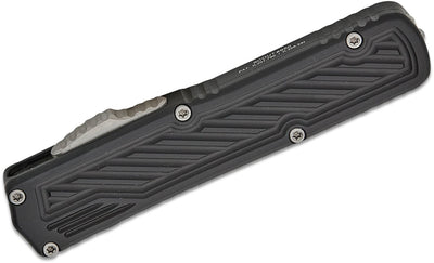 Guardian Tactical Scout OTF AUTO 3.5" Elmax Stonewash Clip Point Blade, Black Aluminum Handles - timberknives.com