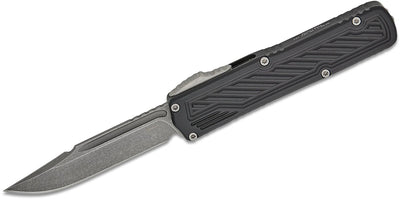 Guardian Tactical Scout OTF AUTO 3.5" Elmax Stonewash Clip Point Blade, Black Aluminum Handles - timberknives.com