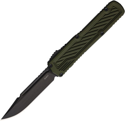 Guardian Tactical Scout OTF Knife 3.3" Elmax Black Clip Point, OD Green Aluminum Handles - timberknives.com