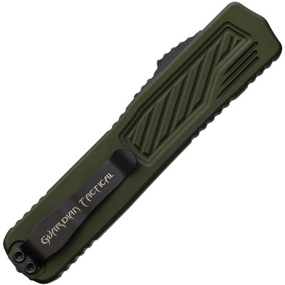 Guardian Tactical Scout OTF Knife 3.3" Elmax Black Clip Point, OD Green Aluminum Handles - timberknives.com