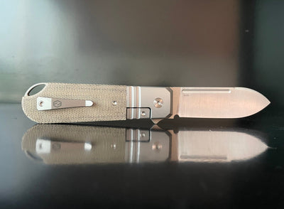 Karbon Knives Ahoy Frame Lock Knife Titanium/Natural Micarta (3.1" Satin) - timberknives.com