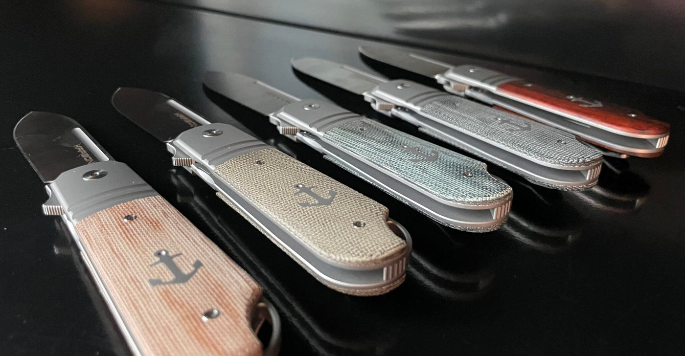 Karbon Knives Ahoy Frame Lock Knife Titanium/Natural Micarta (3.1" Satin) - timberknives.com