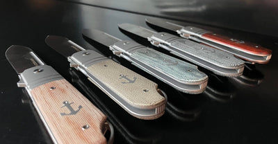 Karbon Knives Ahoy Frame Lock Knife Titanium/Natural Micarta (3.1" Satin) - timberknives.com