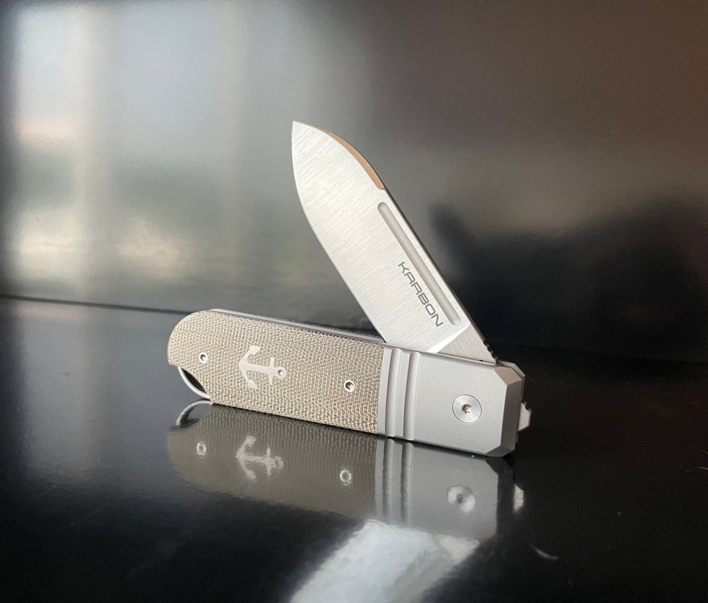 Karbon Knives Ahoy Frame Lock Knife Titanium/Natural Micarta (3.1" Satin) - timberknives.com