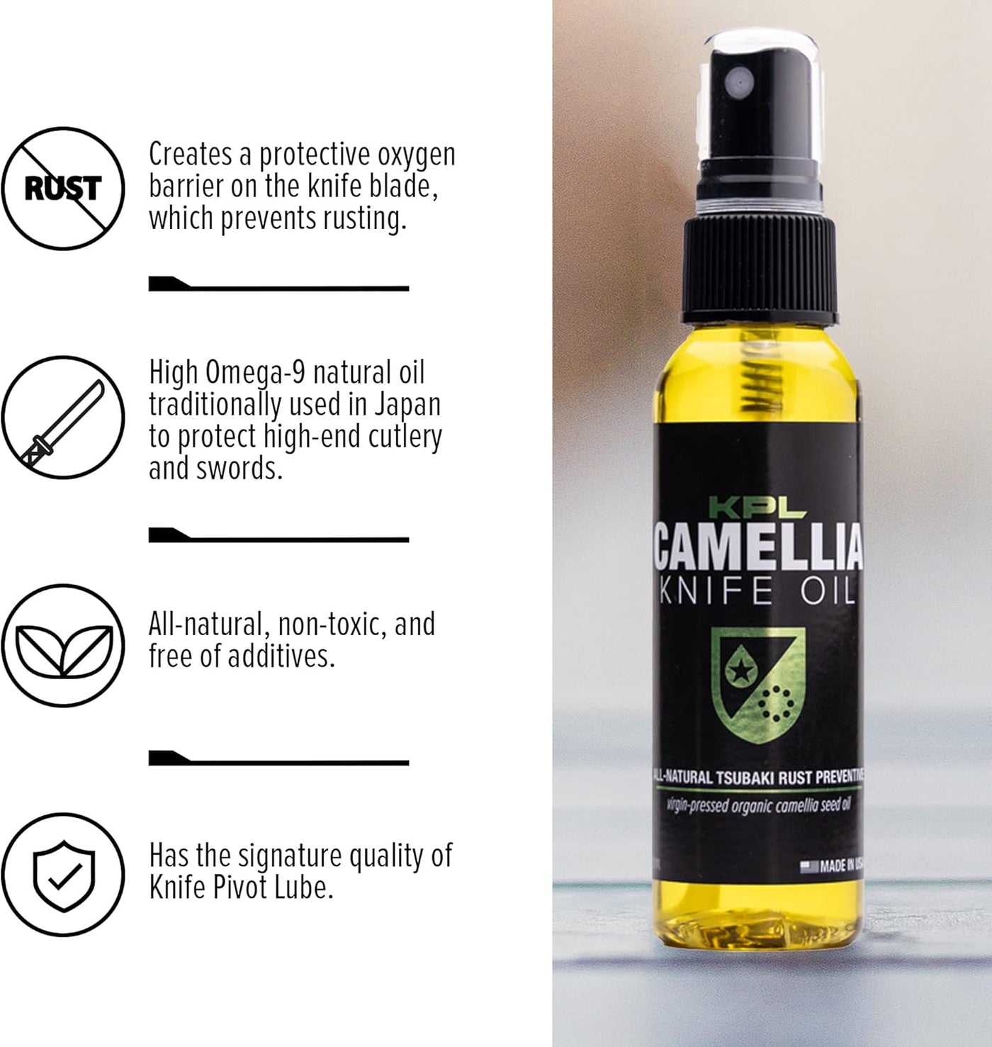 Knife Pivot Lube Organic Camellia Kitchen Knife Oil 60mL - timberknives.com