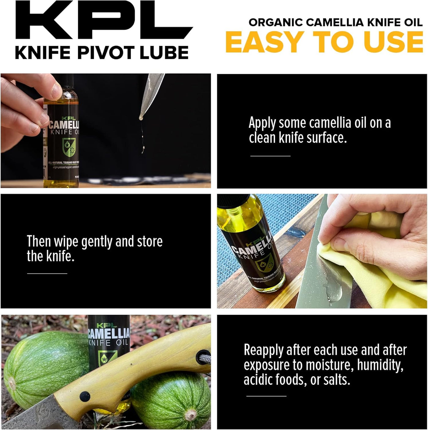 Knife Pivot Lube Organic Camellia Kitchen Knife Oil 60mL - timberknives.com