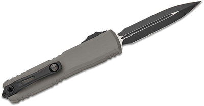 Microtech 1122 - 1NC Ultratech ZBP Zero Blade Play AUTO OTF Knife 3.5" Bohler M390MK Black Double Edge Dagger Blade, Machined Natural Clear Aluminum Handles - timberknives.com