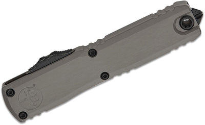 Microtech 1122 - 1NC Ultratech ZBP Zero Blade Play AUTO OTF Knife 3.5" Bohler M390MK Black Double Edge Dagger Blade, Machined Natural Clear Aluminum Handles - timberknives.com