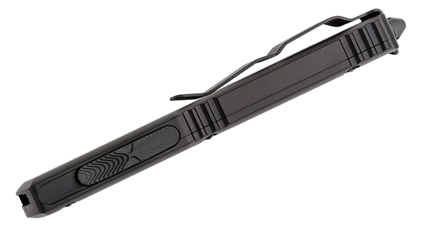 Microtech 121 - 1T Ultratech Tactical AUTO OTF Knife 3.46" Black Drop Point Plain Blade, Black Aluminum Handles - timberknives.com