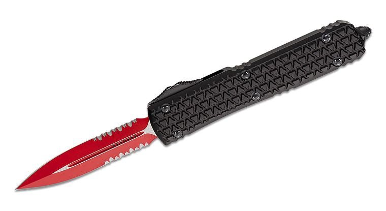 Microtech 122 - 2SL Sith Lord Ultratech AUTO OTF Knife 3.46" Red Double Combo Edge - timberknives.com