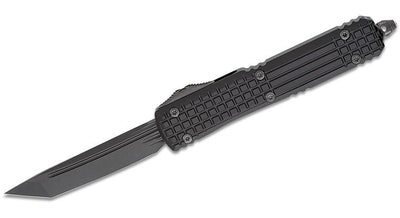 Microtech 123 - 1UT - DSH Ultratech Shadow Frag AUTO OTF 3.46" Black DLC Tanto Plain Blade, Black Aluminum Handle with Nickel Boron Internals - timberknives.com