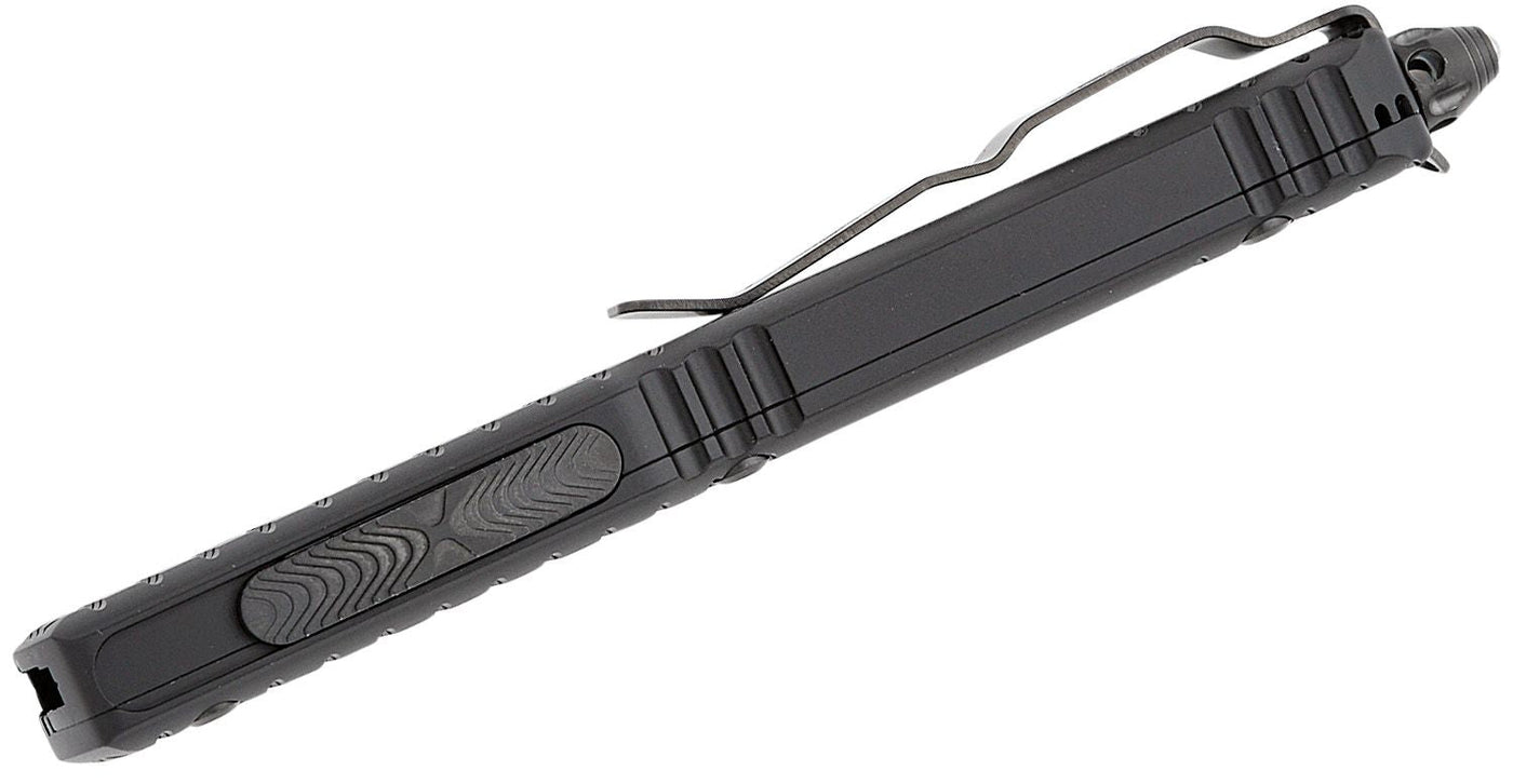 Microtech 123 - 1UT - DSH Ultratech Shadow Frag AUTO OTF 3.46" Black DLC Tanto Plain Blade, Black Aluminum Handle with Nickel Boron Internals - timberknives.com