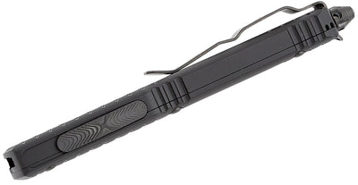 Microtech 123 - 1UT - DSH Ultratech Shadow Frag AUTO OTF 3.46" Black DLC Tanto Plain Blade, Black Aluminum Handle with Nickel Boron Internals - timberknives.com