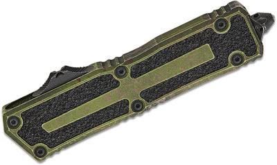 Microtech 1280 - 1OBS Signature Series Scarab Gen III AUTO OTF Knife 3.95" M390MK Black Double Edge Dagger Blade, Outbreak Aluminum with Black Traction Inlays - timberknives.com