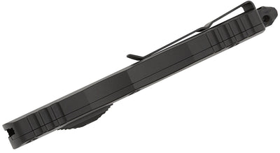 Microtech 227 - 1T Dirac Delta Tactical AUTO OTF Knife 3.79" Black Double Edge Dagger Blade, Black Aluminum Handles - timberknives.com