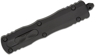 Microtech 227 - 1T Dirac Delta Tactical AUTO OTF Knife 3.79" Black Double Edge Dagger Blade, Black Aluminum Handles - timberknives.com