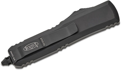 Microtech 231 - 1T UTX - 85 Tactical AUTO OTF Knife 3" Black Drop Point Plain Blade, Black Aluminum Handles - timberknives.com