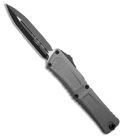 Microtech Combat Troodon D/E Gen III OTF Knife Natural Clear Aluminum (4" Black) - timberknives.com