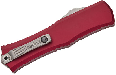 Microtech Hera II Mini 1702M - 10 OTF Automatic Knife - M390MK Double - Edge Dagger Blade, Apocalyptic Finish, Premium Compact EDC Pocket Knife with Black Aluminum Handle - timberknives.com
