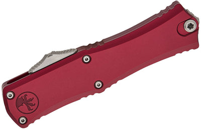 Microtech Hera II Mini 1702M - 10 OTF Automatic Knife - M390MK Double - Edge Dagger Blade, Apocalyptic Finish, Premium Compact EDC Pocket Knife with Black Aluminum Handle - timberknives.com