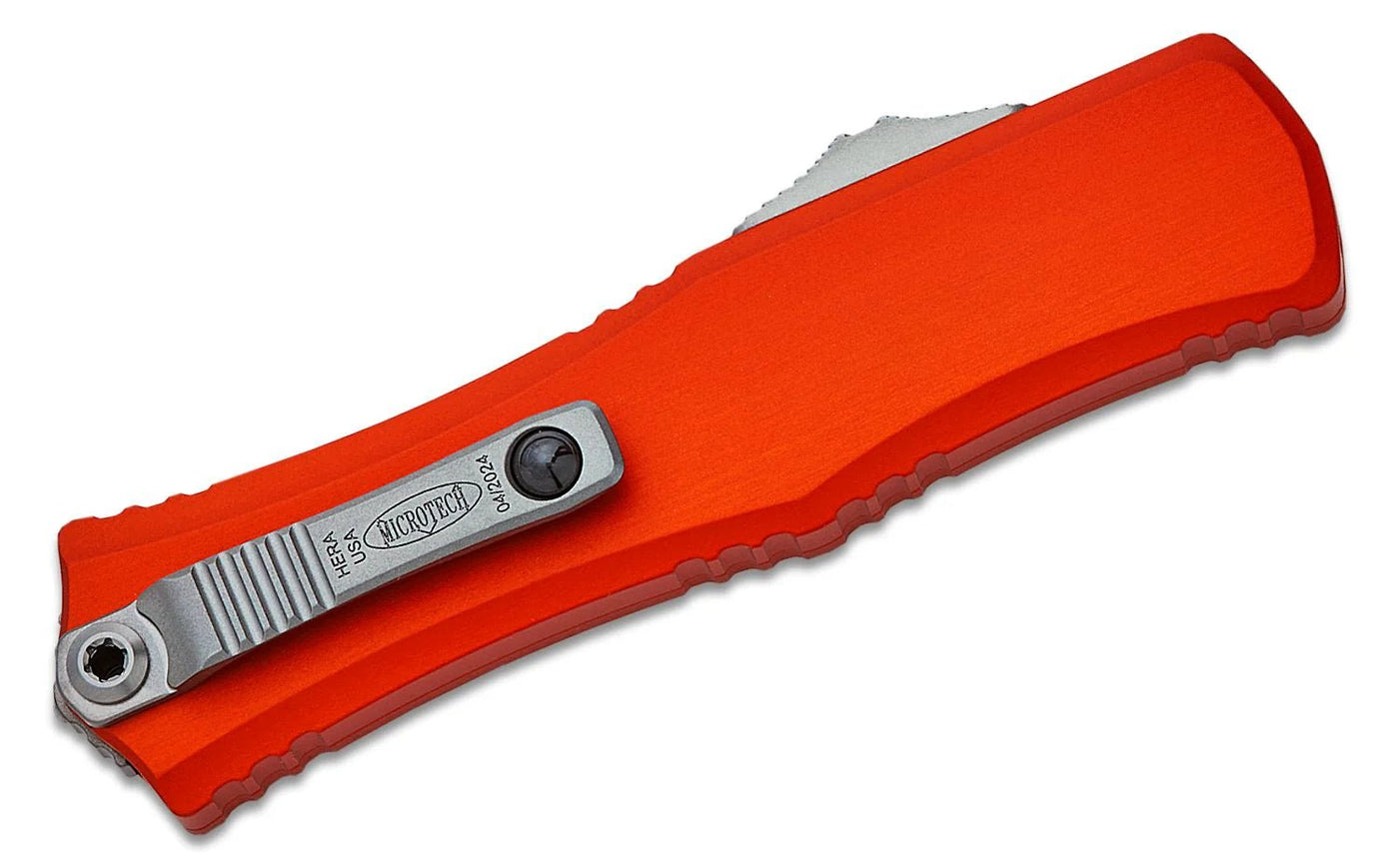 Microtech Hera II Mini Recurve OTF Automatic Knife Orange Aluminum 1703M - 10 OR - timberknives.com