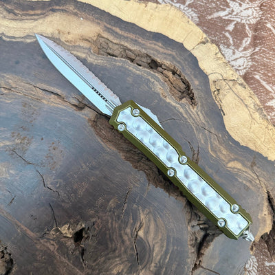 Microtech Makora D/E OTF 206 - 12ODBIS Auto Knife Bubble Inlay OD Green (3.4" SW Serr) - timberknives.com