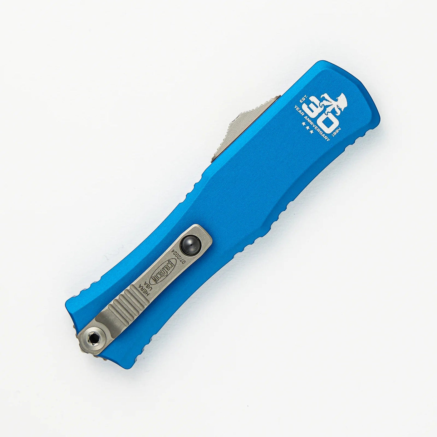 MICROTECH MINI HERA II S/E 30TH ANNIVERSARY BLUE SATIN STANDARD 1703M - 4 BL 30 - timberknives.com