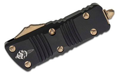 Microtech Mini Troodon Hellhound OTF Automatic Knife Black (1.9" Bronze) 819 - 13S - timberknives.com