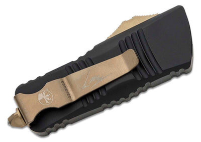 Microtech Mini Troodon Hellhound OTF Automatic Knife Black (1.9" Bronze) 819 - 13S - timberknives.com
