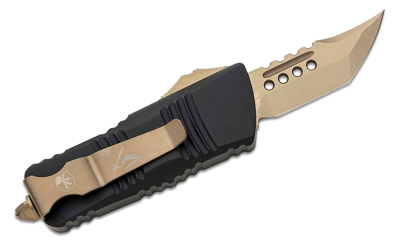 Microtech Mini Troodon Hellhound OTF Automatic Knife Black (1.9" Bronze) 819 - 13S - timberknives.com