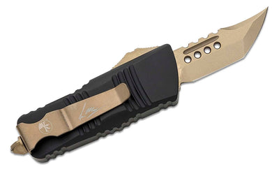 Microtech Mini Troodon Hellhound OTF Automatic Knife Black (1.9" Bronze) 819 - 13S - timberknives.com