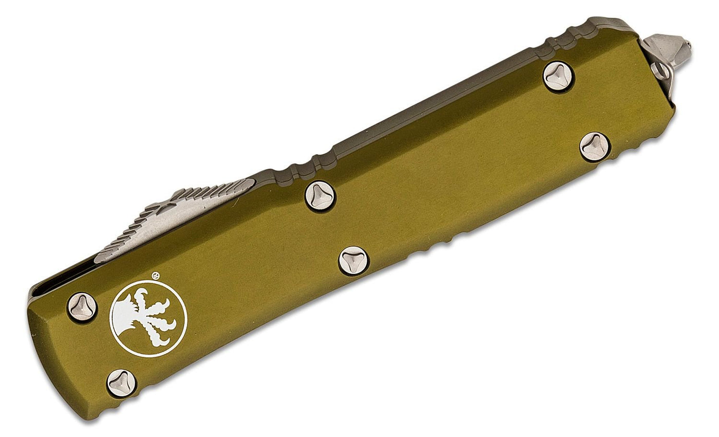 Microtech Ultratech Bayonet Automatic Knife OD Green (3.4" Stonewash) 120 - 10OD - timberknives.com