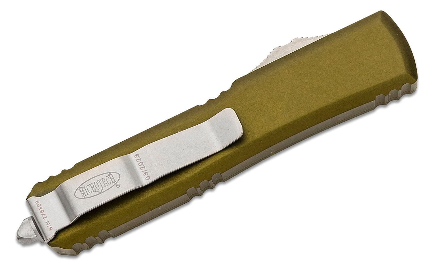 Microtech Ultratech Bayonet Automatic Knife OD Green (3.4" Stonewash) 120 - 10OD - timberknives.com