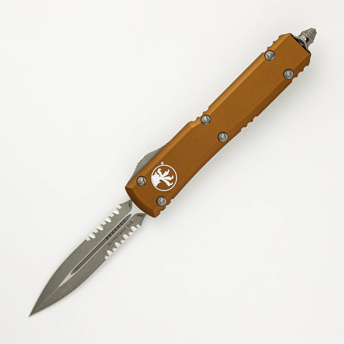 MICROTECH ULTRATECH D/E TAN APOCALYPTIC PARTIAL SERRATED 122 - 11 APTA - timberknives.com