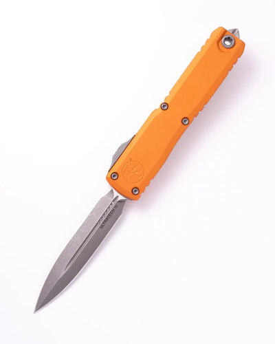Microtech Ultratech Gen IV D/E Apocalyptic Standard Tequila Sunrise (11224 - 10APTE) OTF Automatic Knife - M390MK Double - Edge Dagger Blade, Premium EDC/Tactical Pocket Knife with Tequila Sunrise Aluminum Handle - timberknives.com