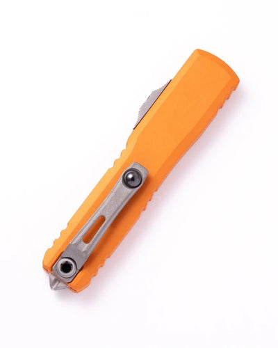 Microtech Ultratech Gen IV D/E Apocalyptic Standard Tequila Sunrise (11224 - 10APTE) OTF Automatic Knife - M390MK Double - Edge Dagger Blade, Premium EDC/Tactical Pocket Knife with Tequila Sunrise Aluminum Handle - timberknives.com